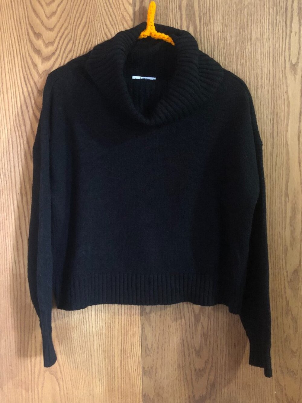 Cropped Black Turtleneck Large Chunky Knit Dark Academia Fall Sweater Bar III